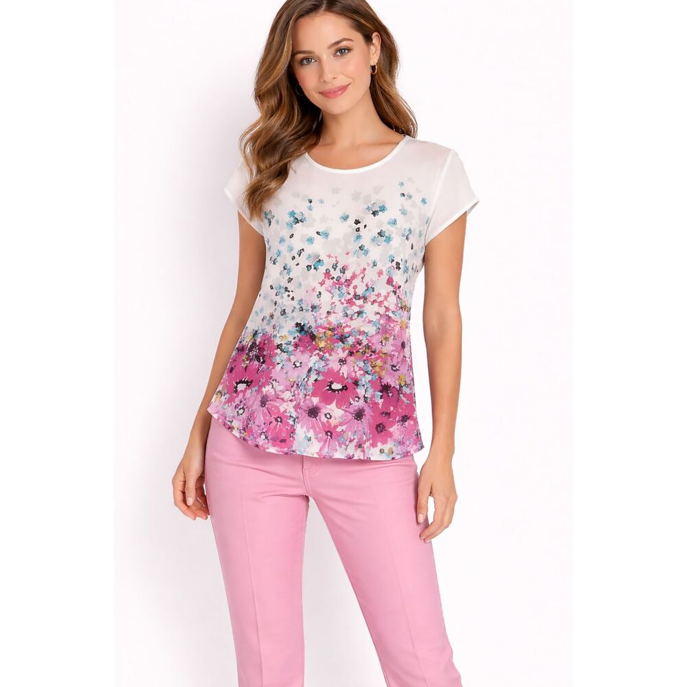 Ann Taylor Petite Lightweight Floral Top Size MP NWOT